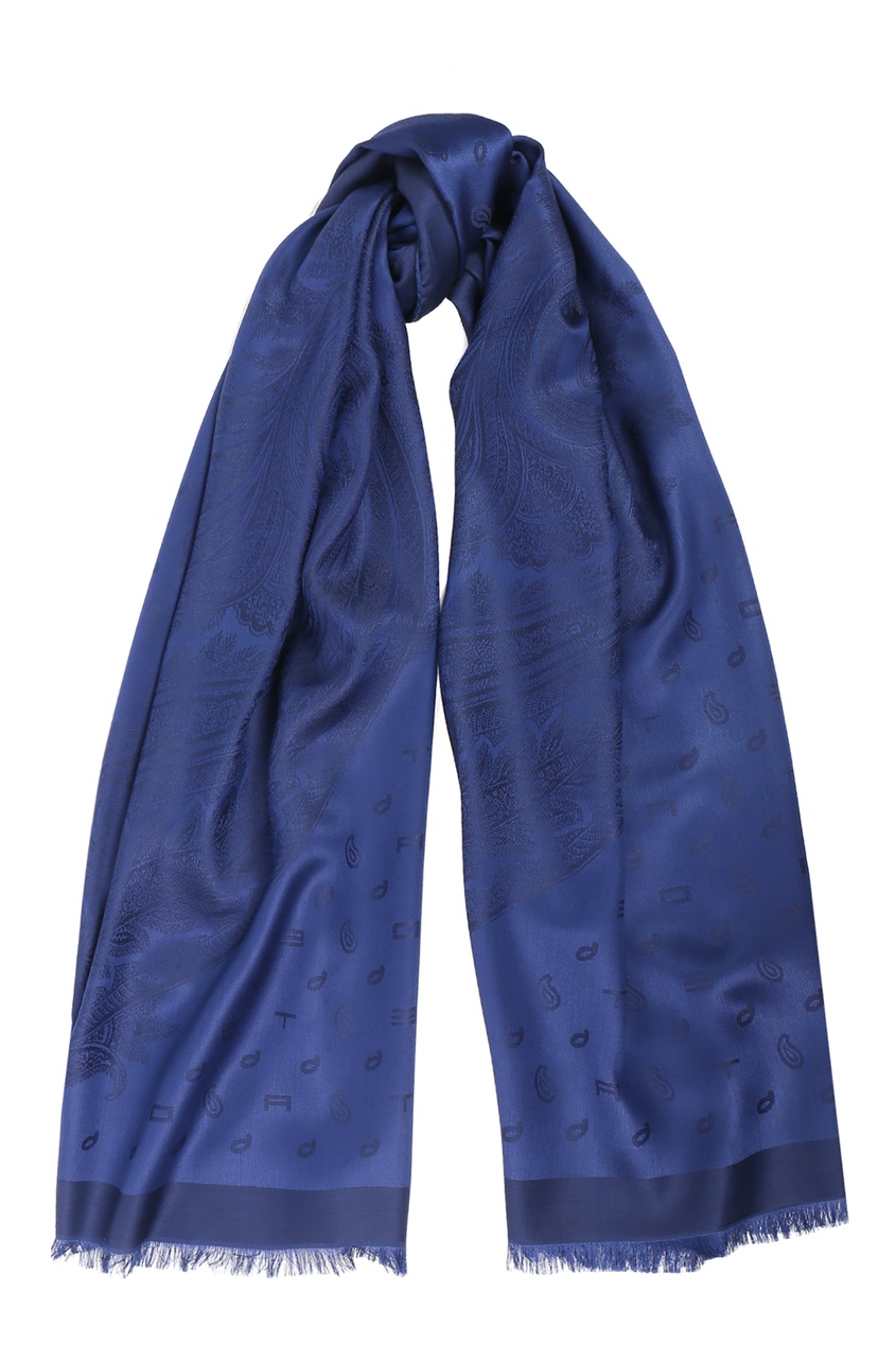 фото Синий шарф с узором «пейсли» Etro