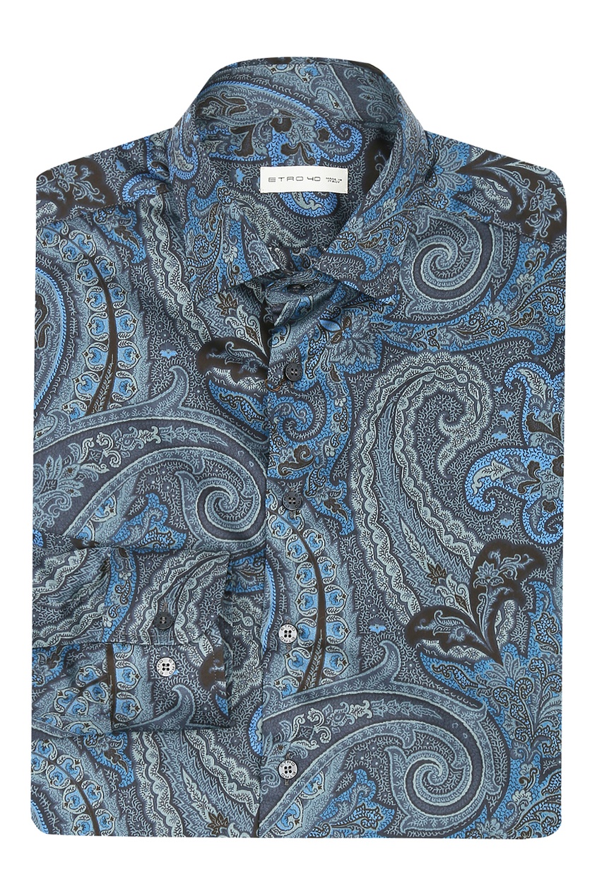фото Темно-синяя рубашка с орнаментом Etro