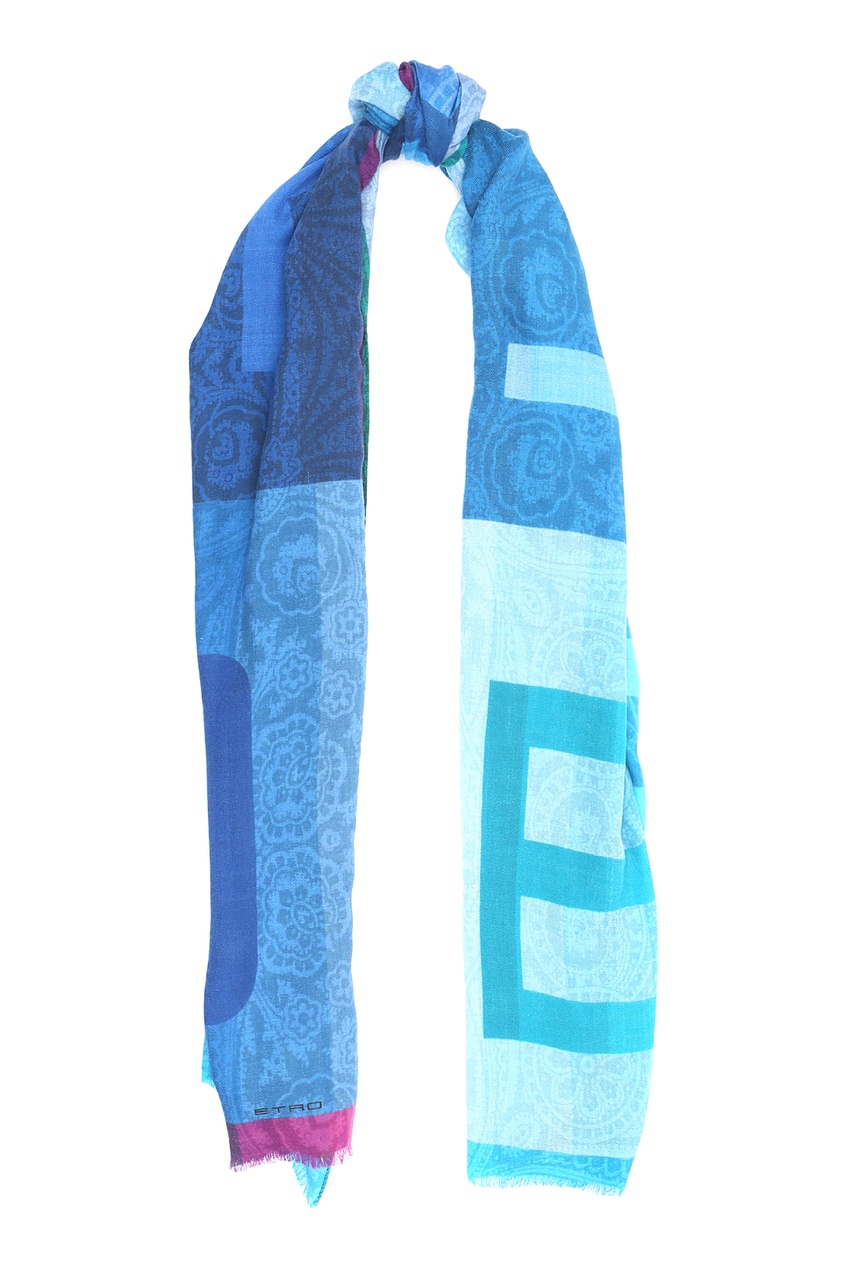 фото Голубой шарф из шерсти Etro