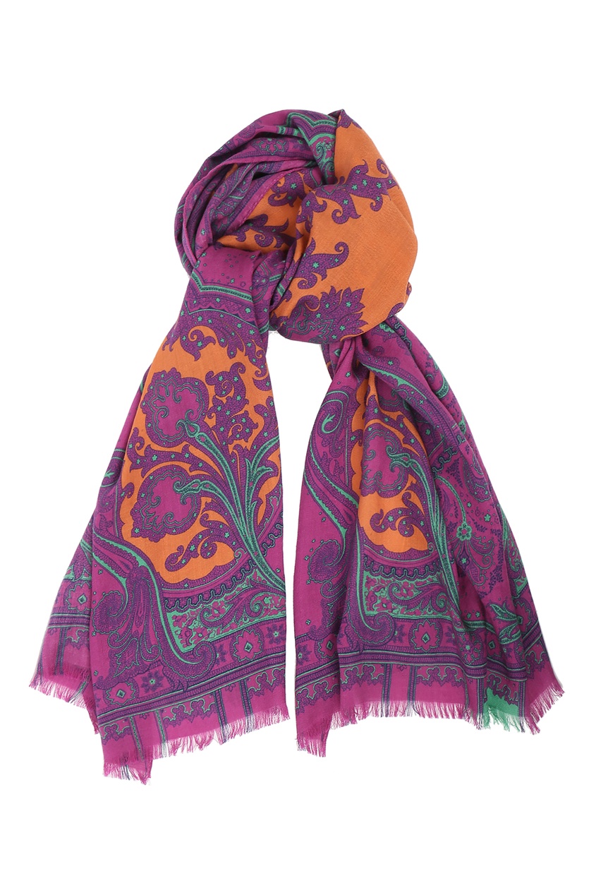 фото Фиолетово-оранжевый шарф с узором Etro
