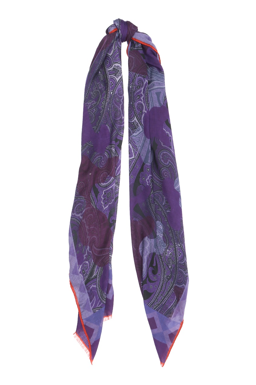 фото Фиолетовый шарф с контрастной бахромой Etro