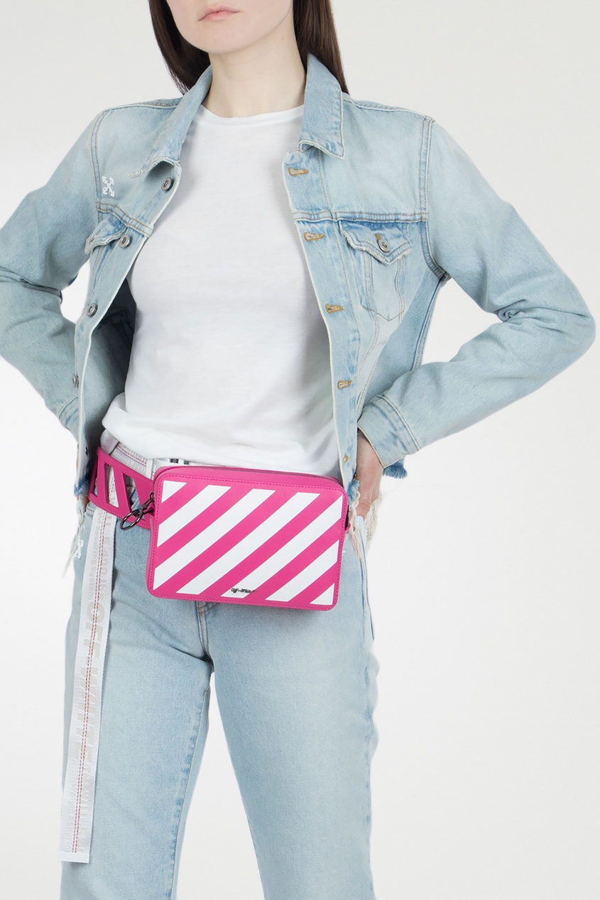 фото Розовая поясная сумка с отделкой Off-white
