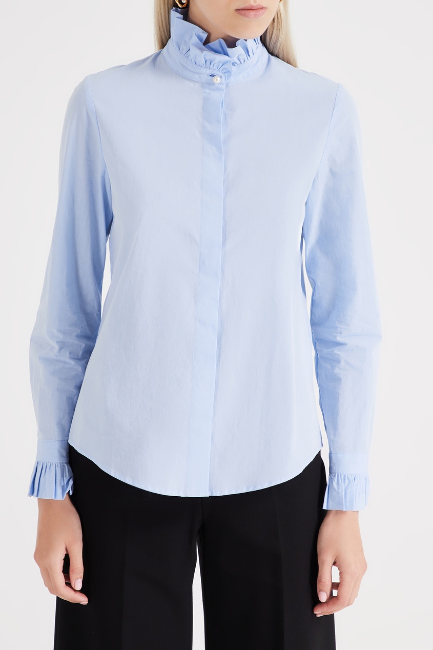 фото Голубая блузка с оборкой на воротнике Claudie pierlot