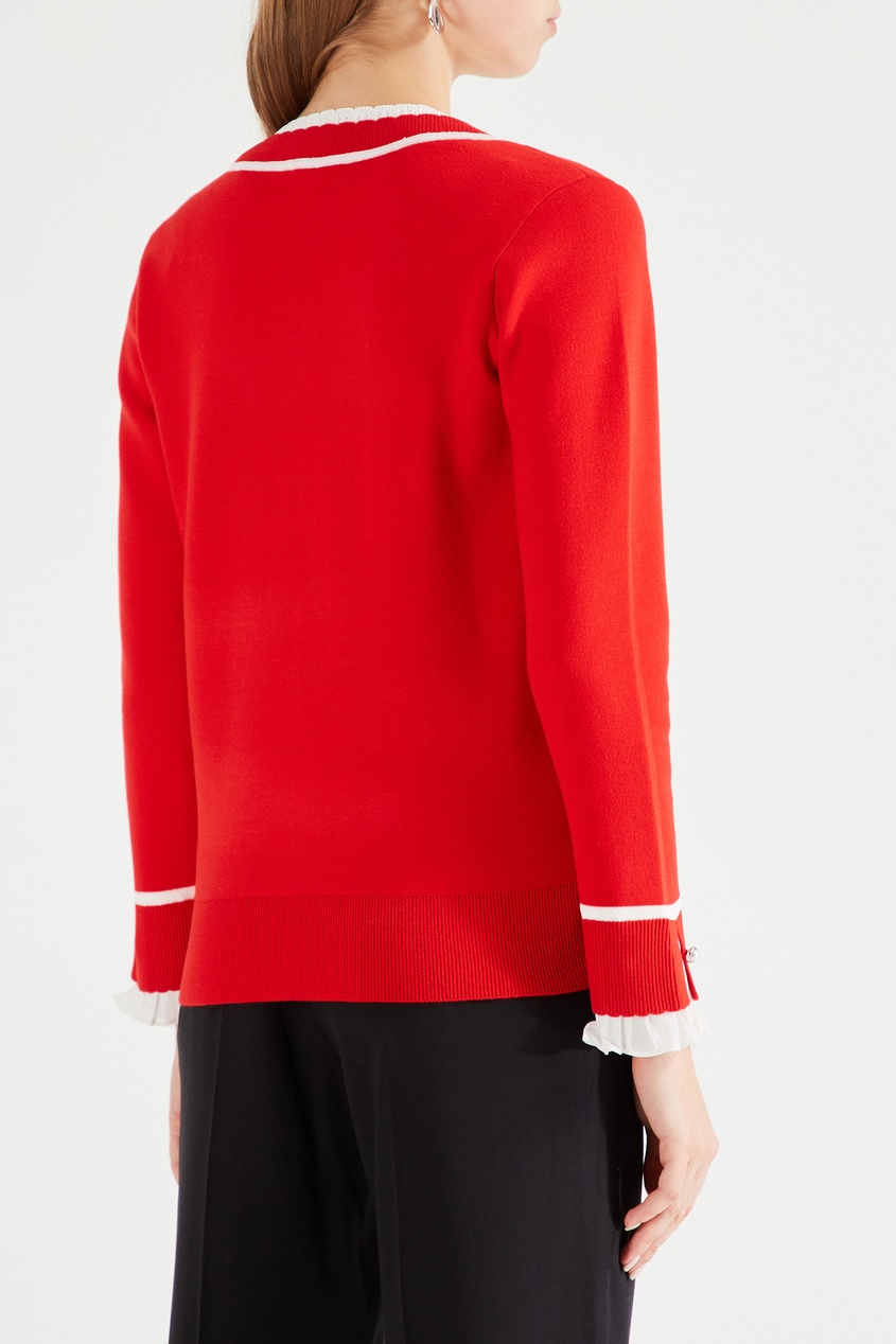 фото Красный пуловер с отделкой claudie pierlot