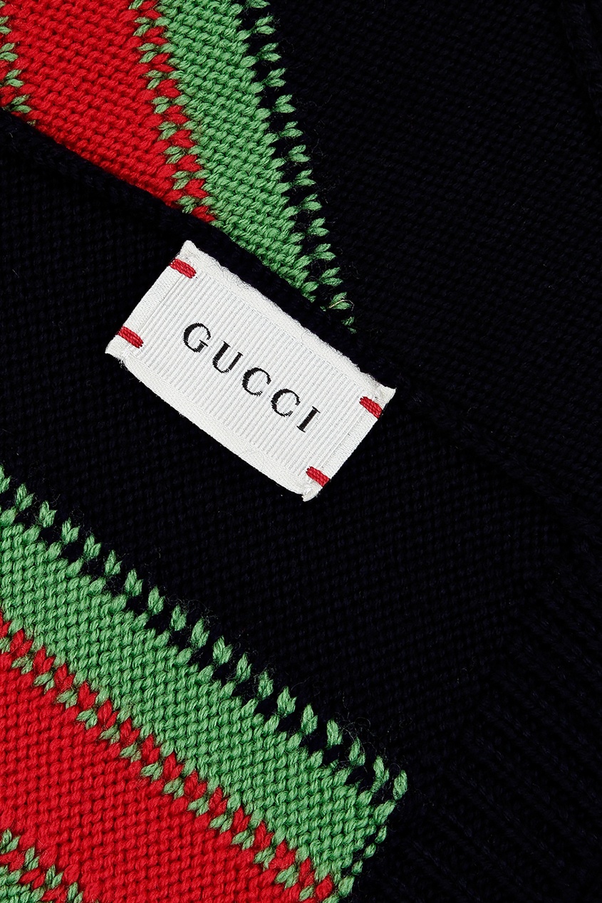 фото Шерстяной шарф с отделкой gucci