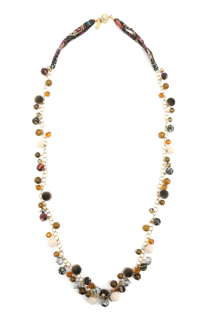 фото Длинное ожерелье с шелком и бусинами Etro