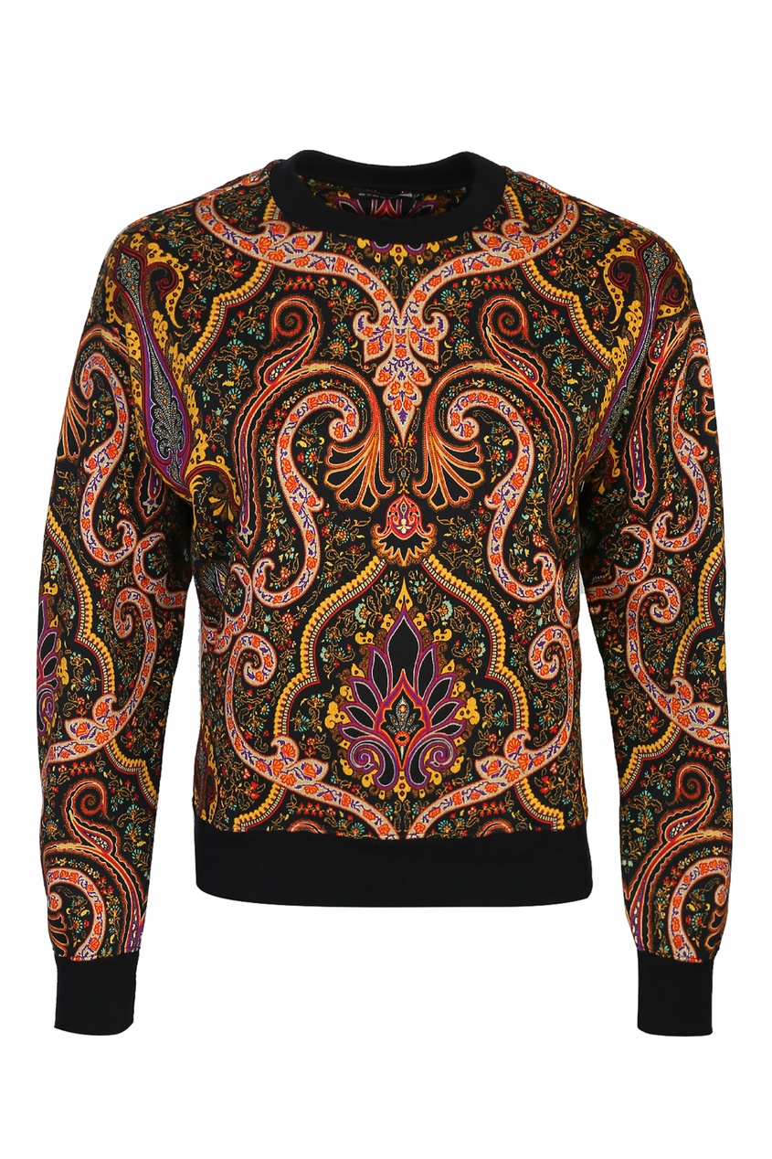 

Черный свитшот с узорами пейсли, Multicolor