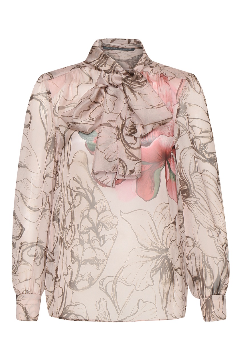 фото Шелковая блузка с цветочным принтом Alberta ferretti