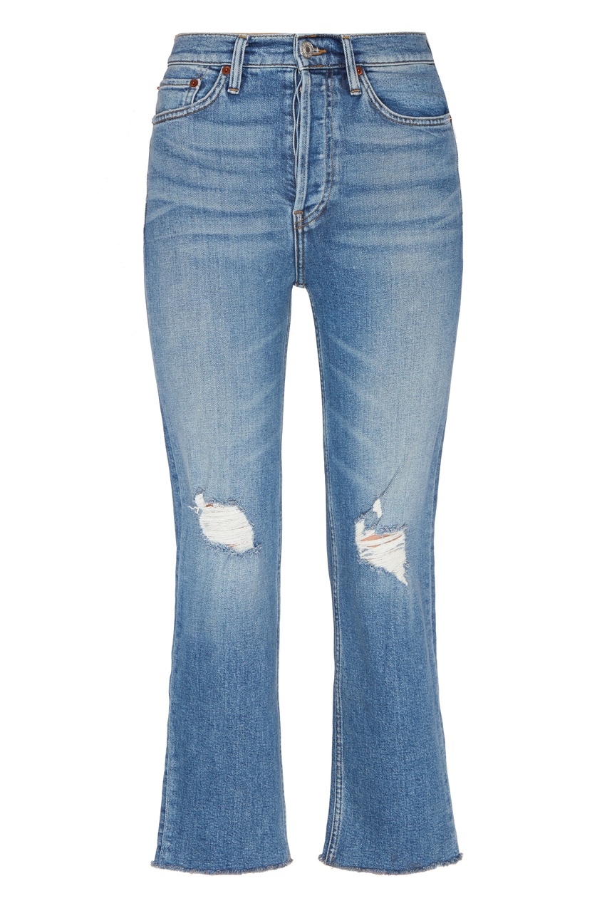 фото Голубые джинсы с прорезями re/done