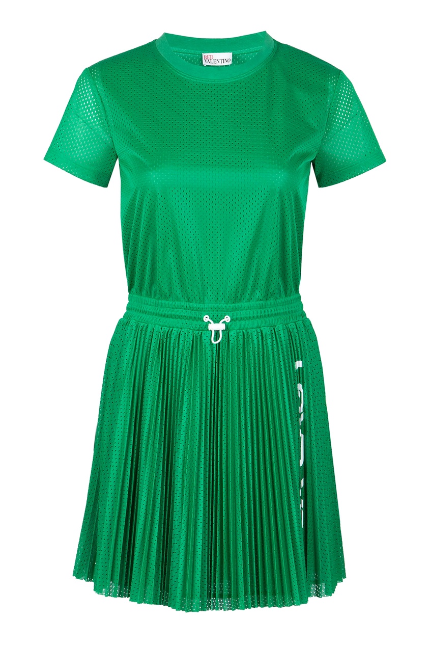 фото Зеленое платье-футболка с отделкой red valentino