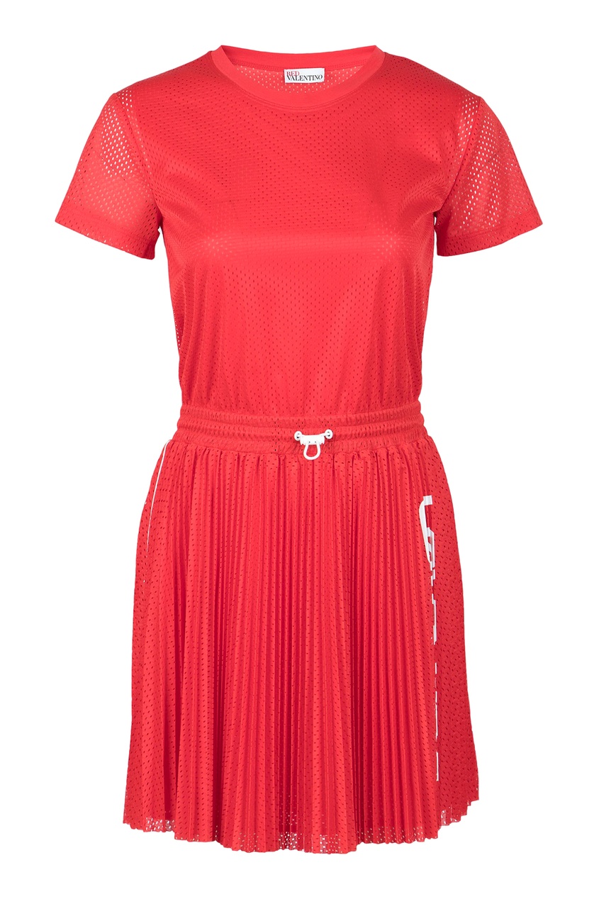 фото Красное платье-футболка с отделкой red valentino