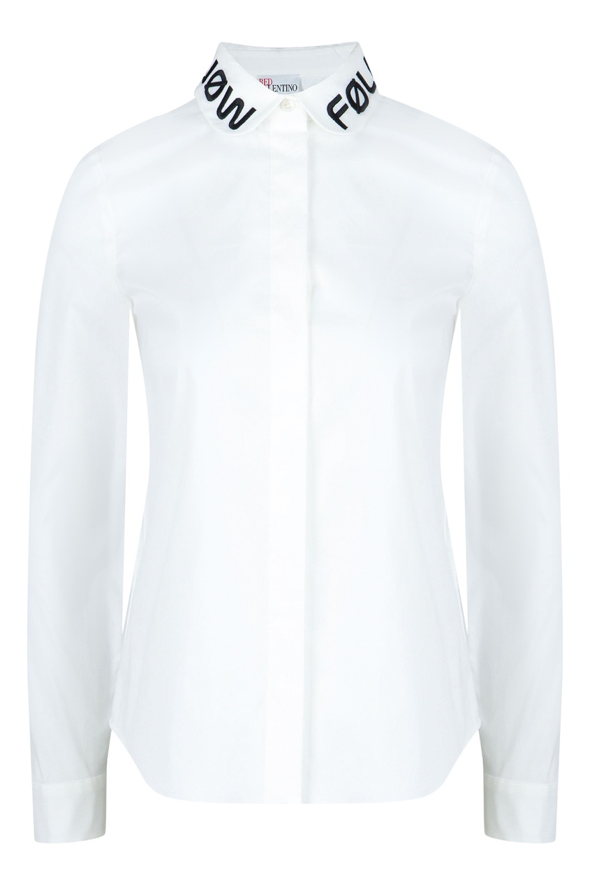 фото Белая рубашка с вышивкой на воротнике Red valentino