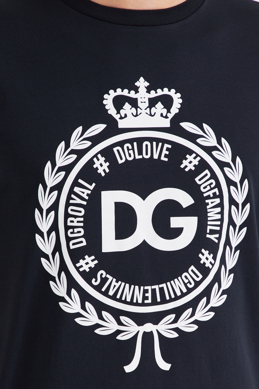 фото Темно-синяя футболка с логотипом Dolce&gabbana