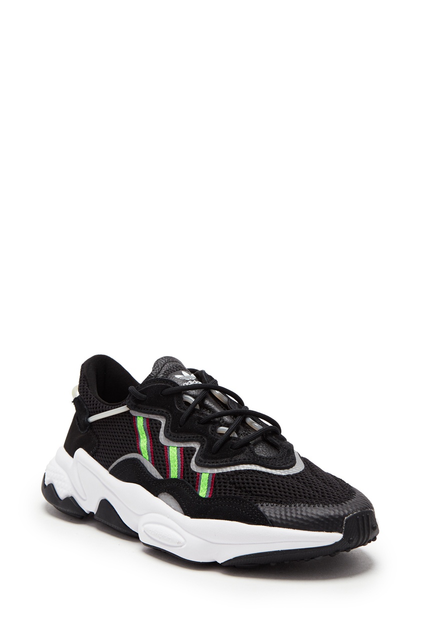 фото Черные кроссовки с контрастными полосами ozweego adidas