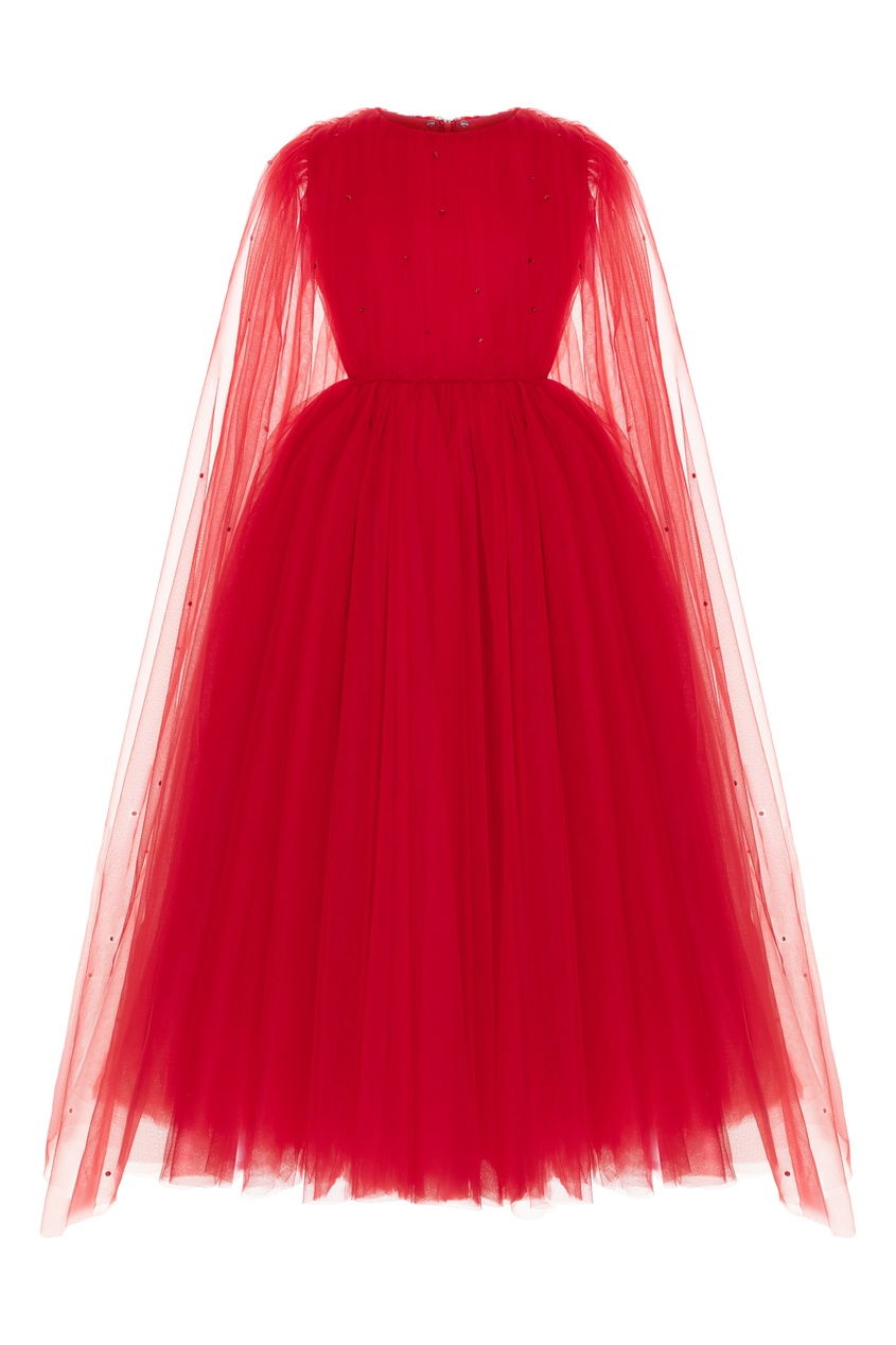 фото Красное платье с кейпом sasha kim