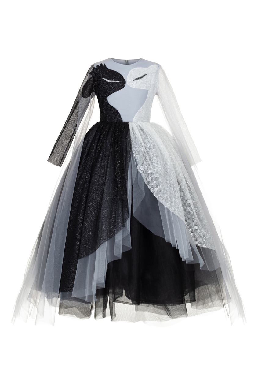 фото Черно-белое платье с блестками sasha kim