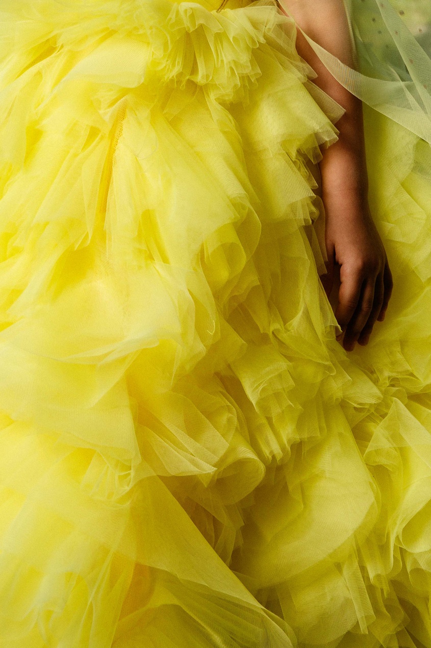 фото Желтое платье со съемным кейпом sasha kim
