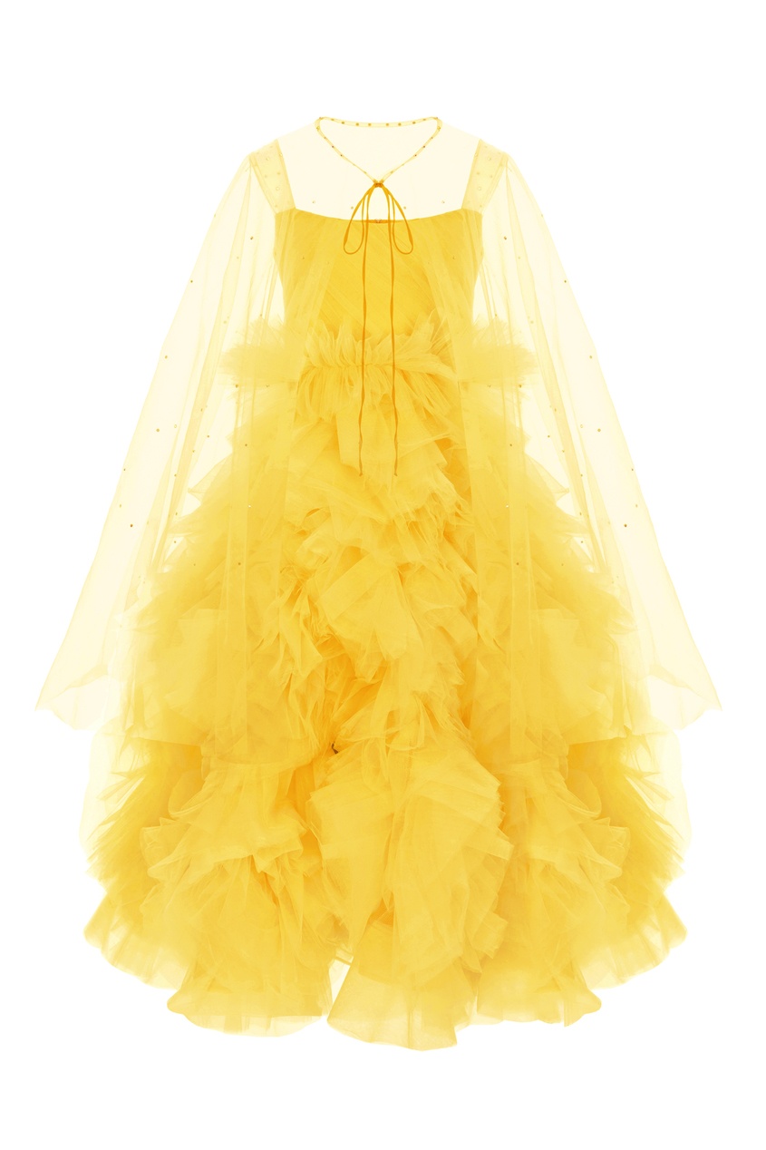 фото Желтое платье со съемным кейпом sasha kim