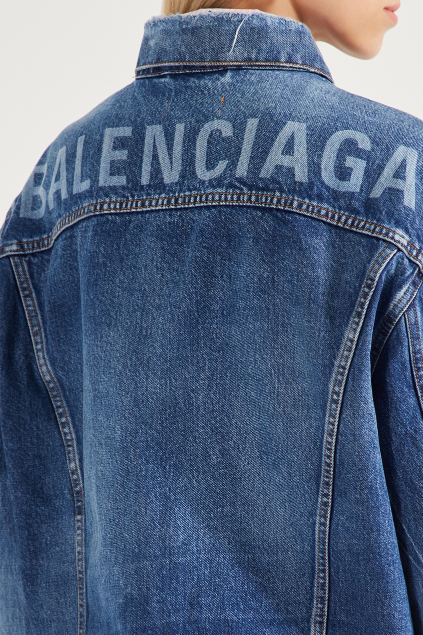 фото Синяя джинсовая куртка logo balenciaga