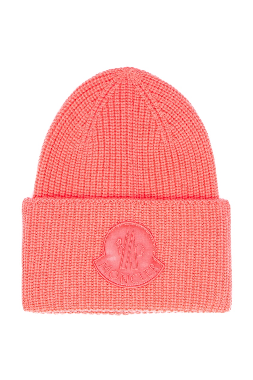 фото Розовая шапка из шерсти Moncler