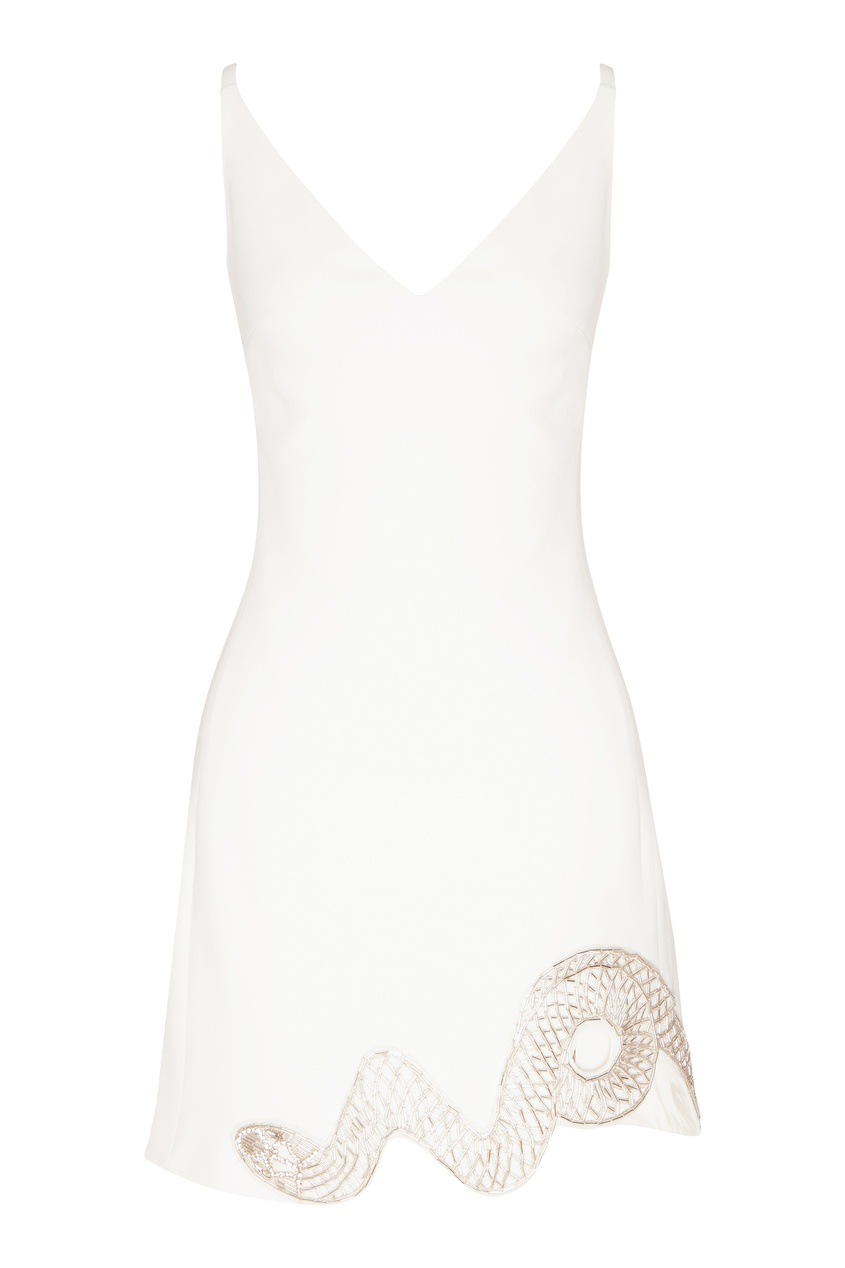 фото Белое платье с вышивкой из стекляруса david koma