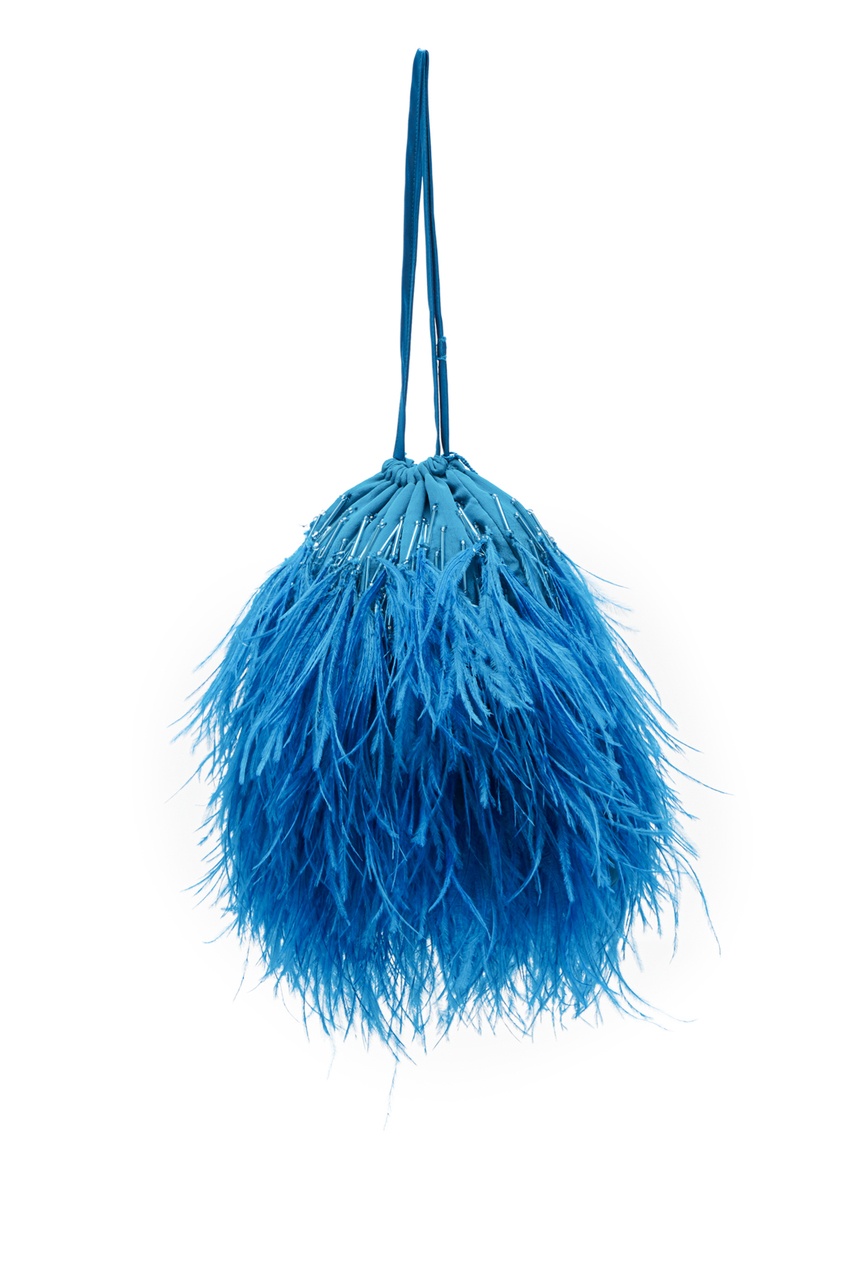 фото Голубая сумка с перьями attico