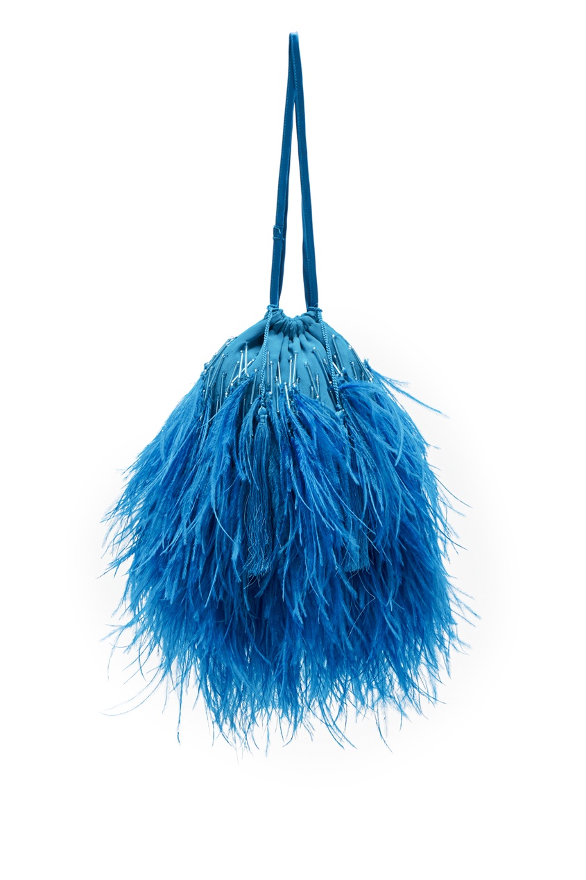 фото Голубая сумка с перьями attico