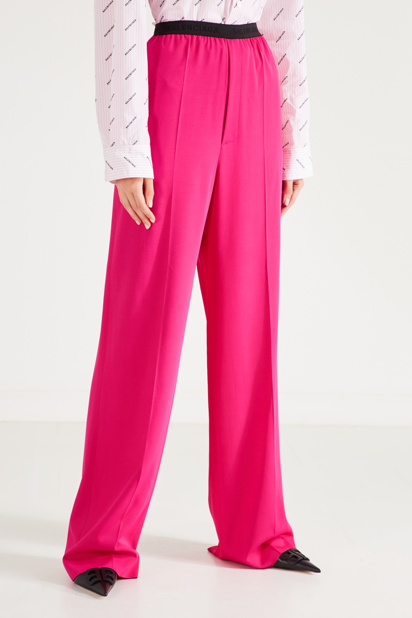 фото Розовые брюки с контрастным поясом Balenciaga