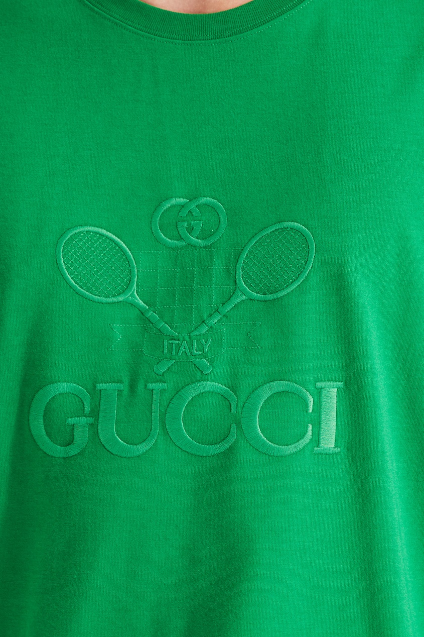 фото Зеленая футболка с логотипом Gucci man