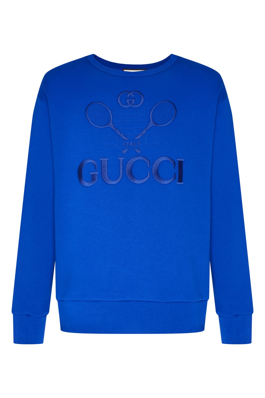 фото Синий свитшот с отделкой Gucci man