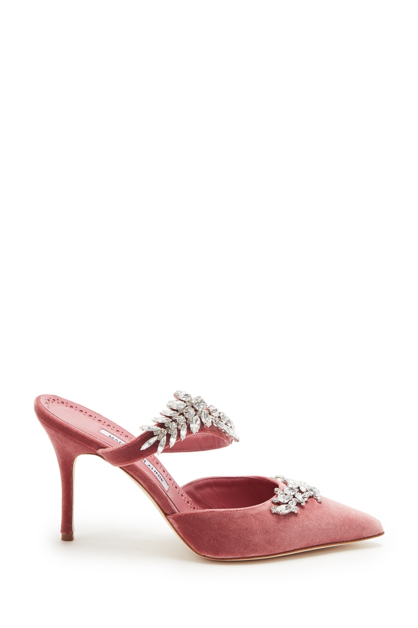 фото Бордовые мюли из бархата Lurum Manolo blahnik