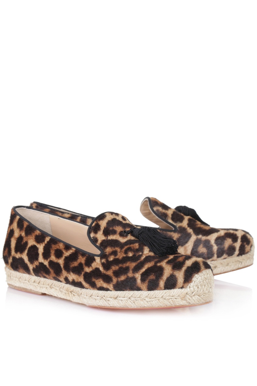 фото Эспадрильи из кожи пони Spanish Cheeta Flat Christian louboutin