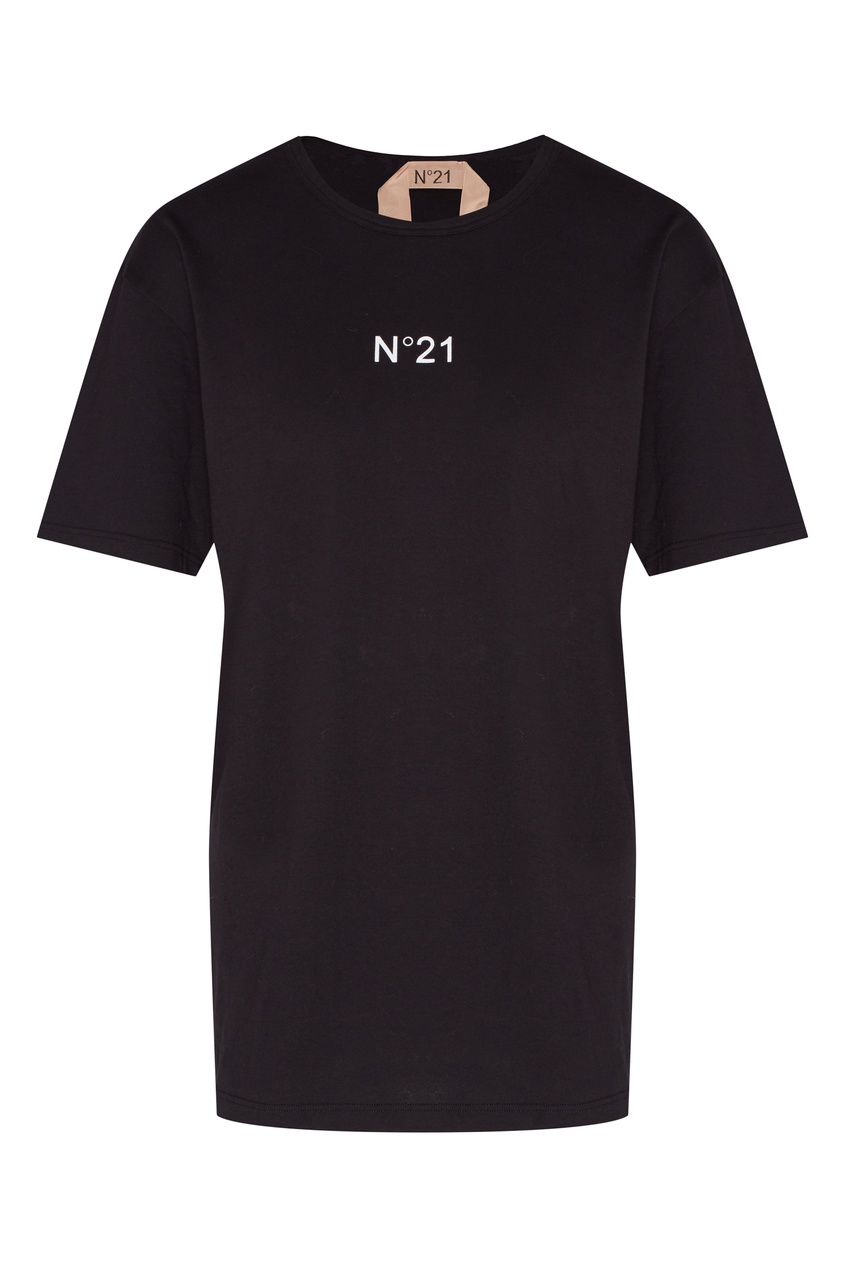 фото Черная хлопковая футболка с логотипом no.21
