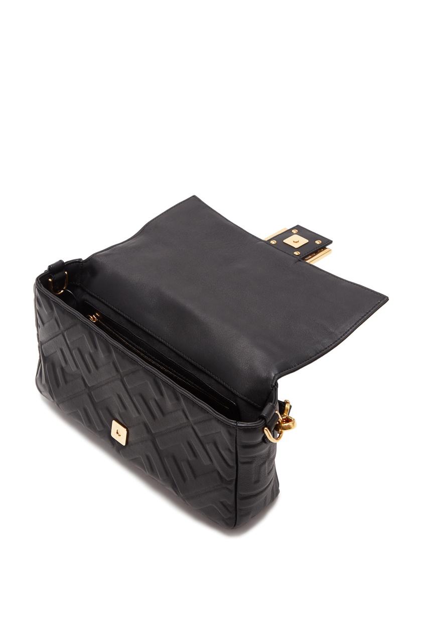 фото Черная сумка Baguette с монограммами Fendi