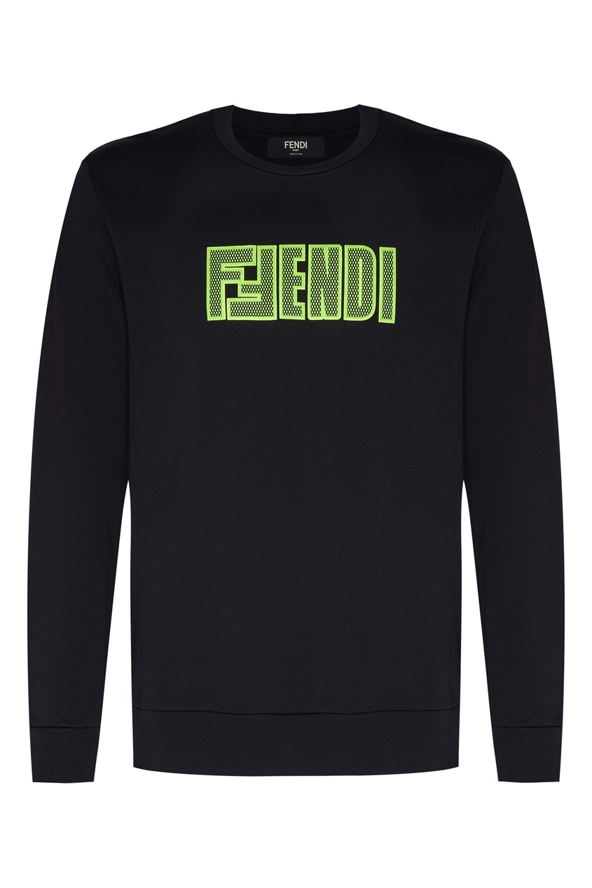 фото Черный свитшот с флуоресцентным логотипом Fendi