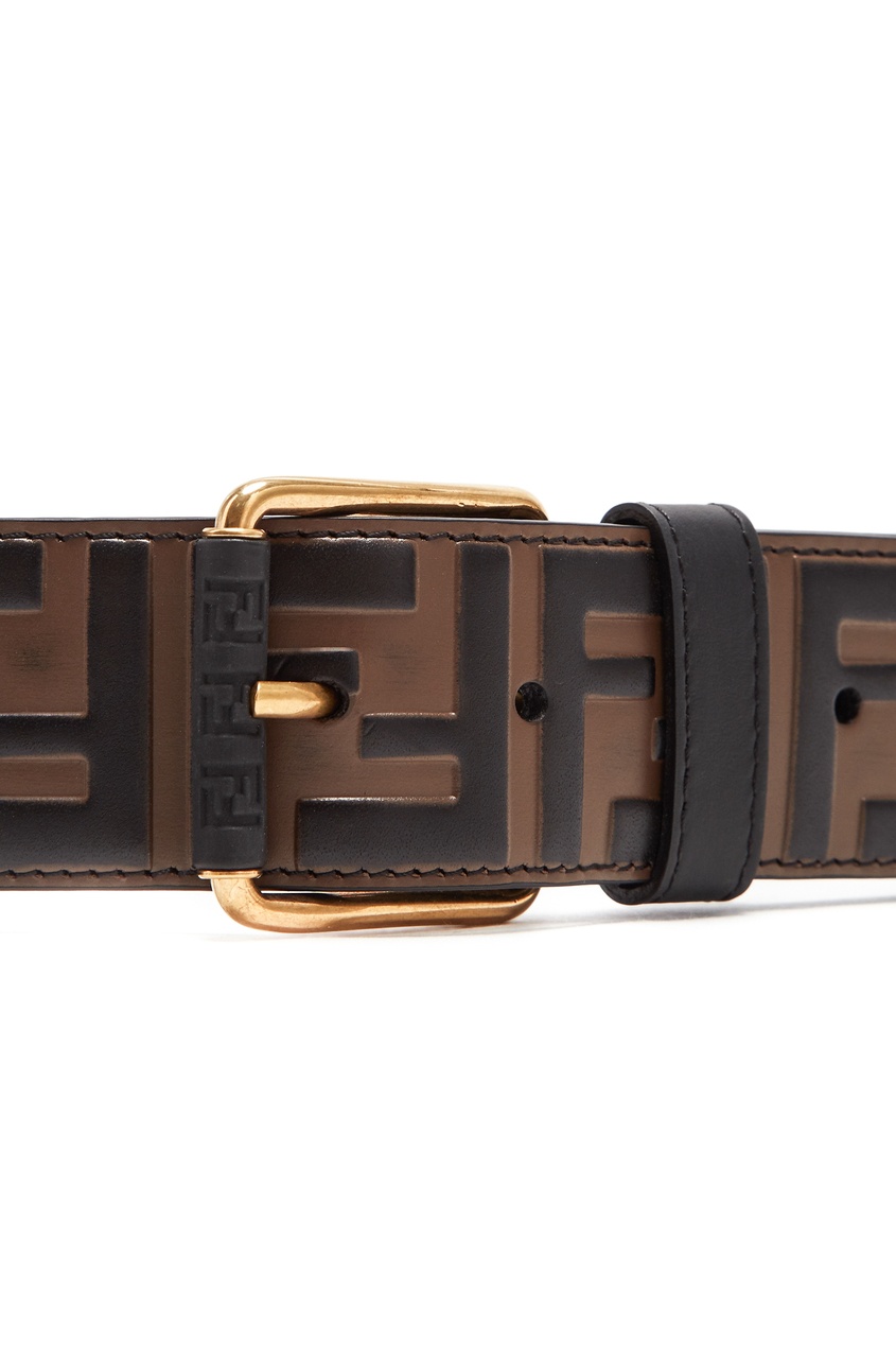 фото Коричневый кожаный ремень с монограммами Fendi