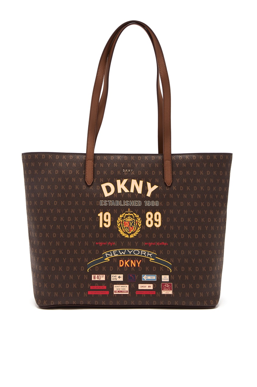 фото Коричневая сумка с логотипами Dkny