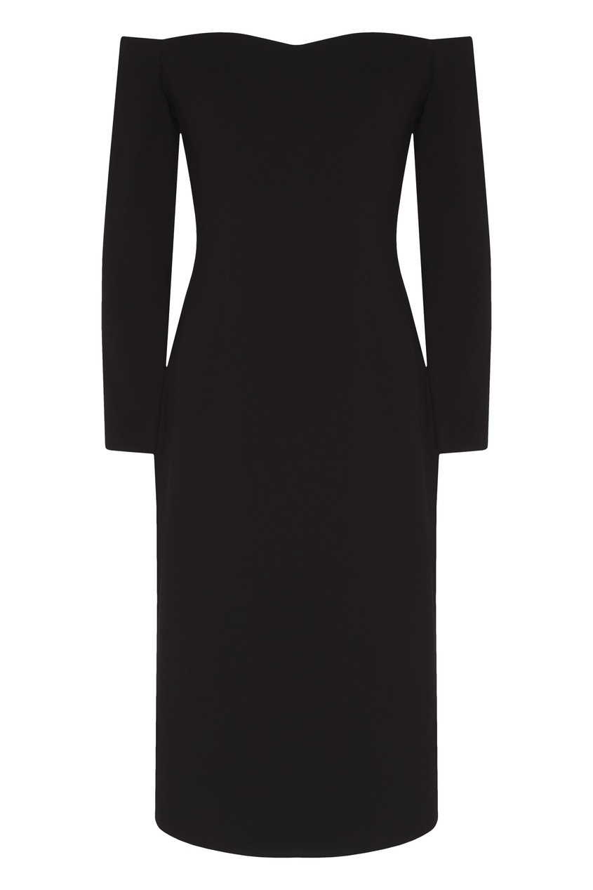 фото Черное платье с открытыми плечами Ли-лу