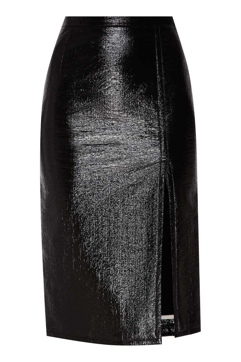 фото Лакированная юбка черного цвета no.21