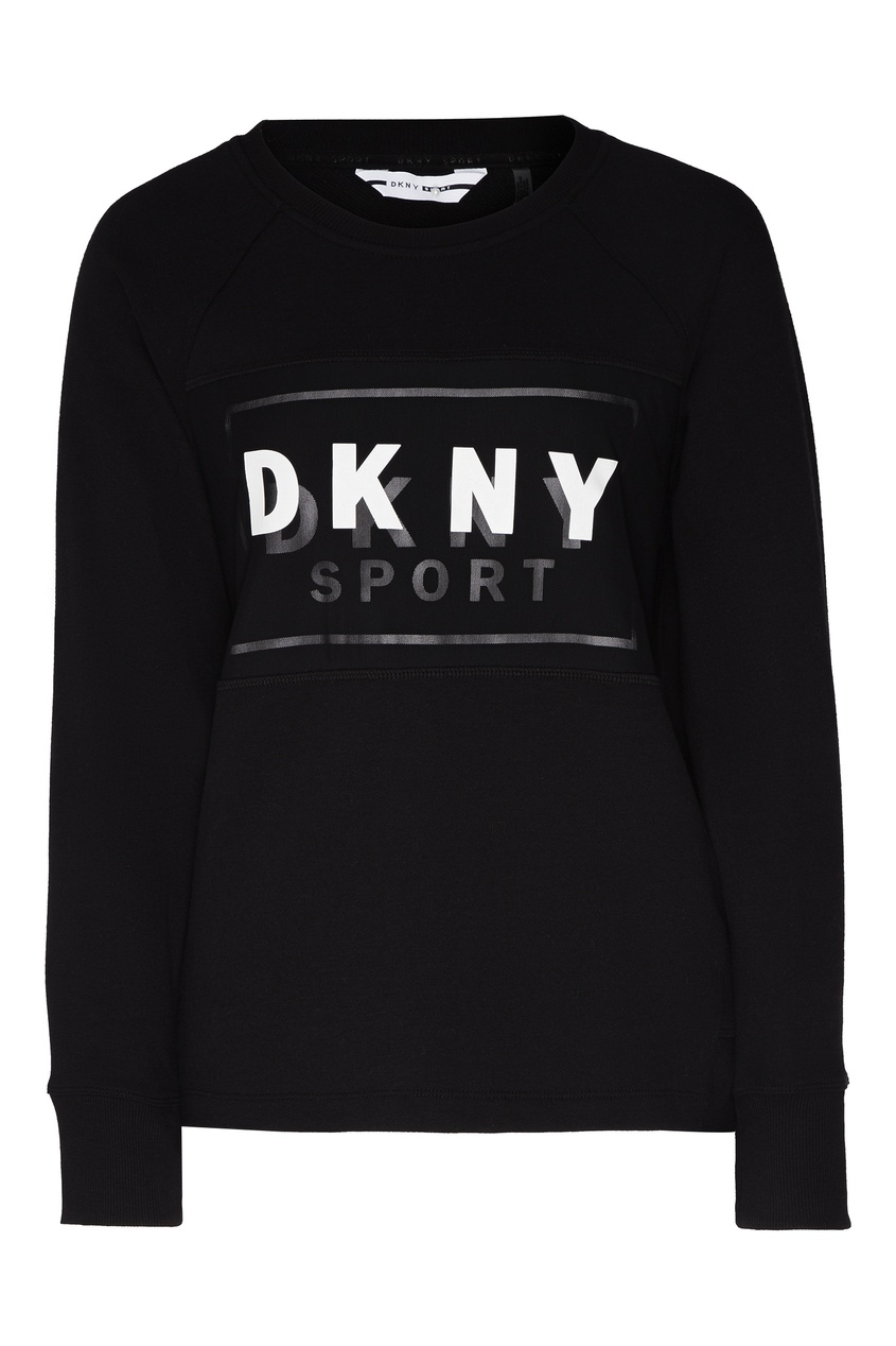 фото Черный свитшот с контрастным логотипом Dkny