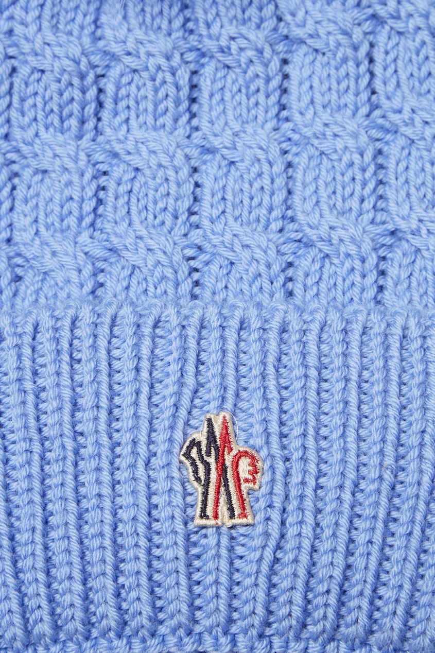 фото Шерстяная шапка голубого цвета Moncler