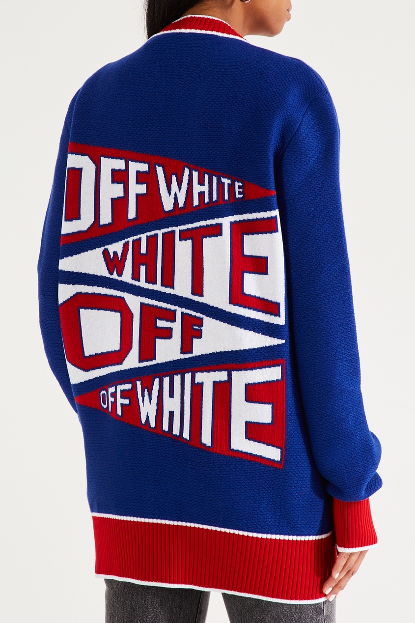 фото Сине-красный шерстяной кардиган Off-white