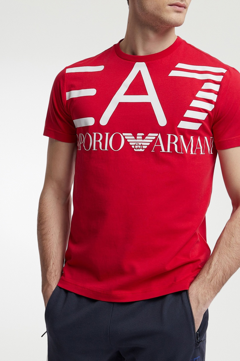 фото Красная футболка с белым логотипом “Armani” Ea7