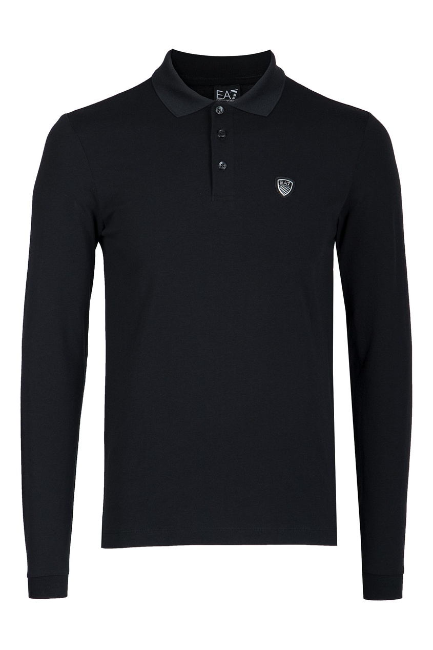 фото Черная рубашка-поло с логотипом Ea7