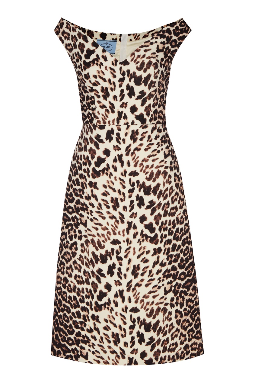 фото Леопардовое платье без рукавов prada