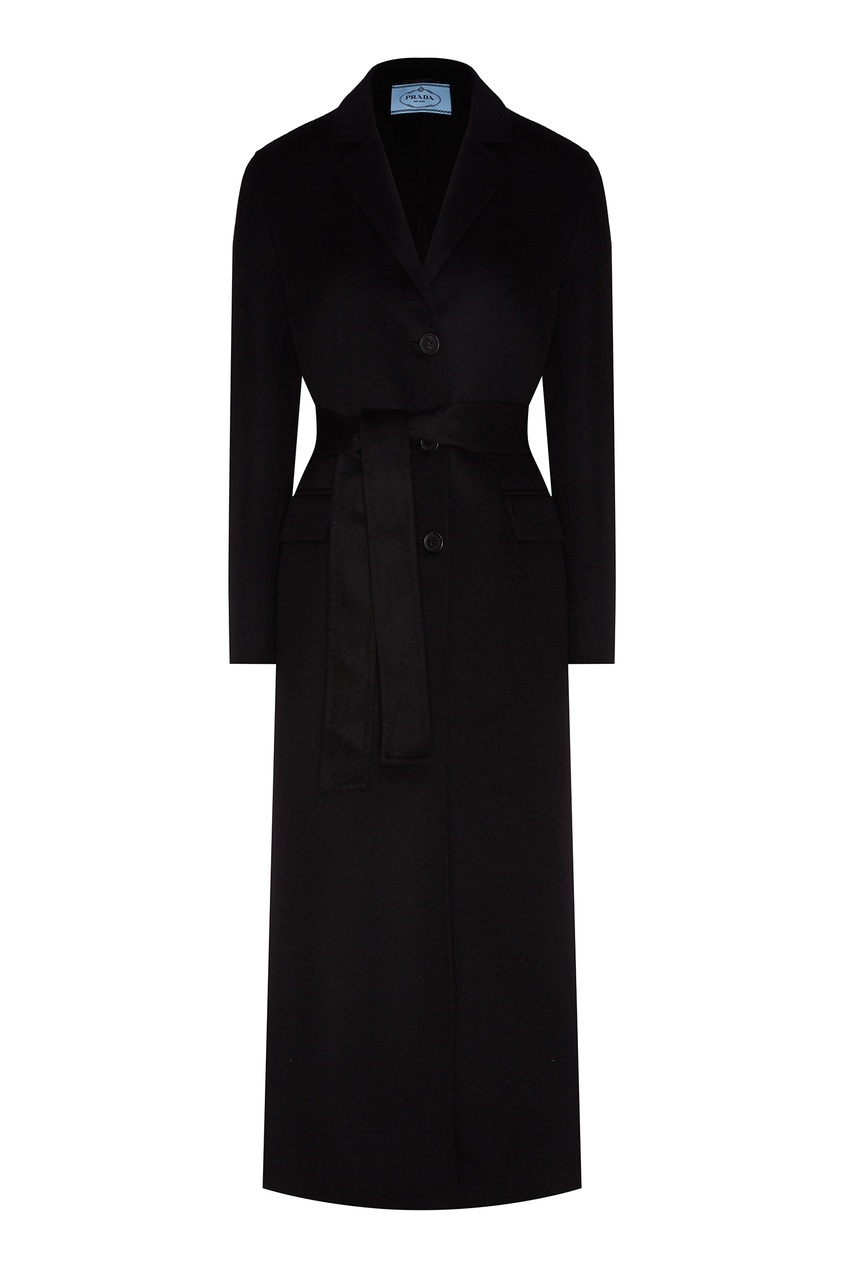 фото Черное пальто из шерсти и кашгоры Prada