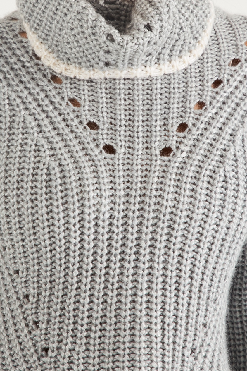 фото Серый свитер с ажурной отделкой fendi