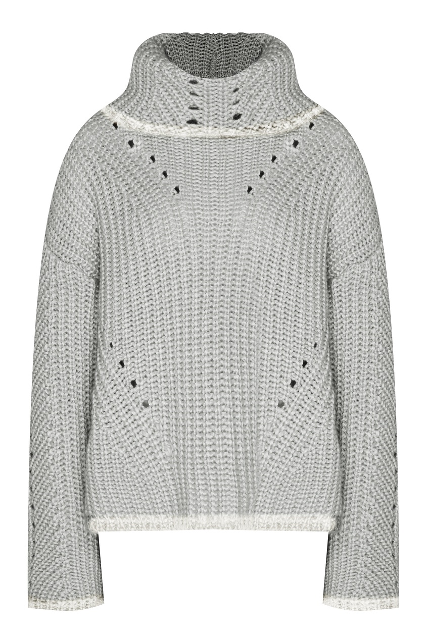 фото Серый свитер с ажурной отделкой Fendi