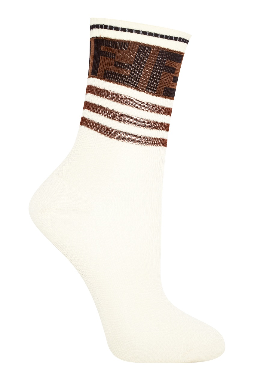 фото Белые носки с контрастной отделкой Fendi
