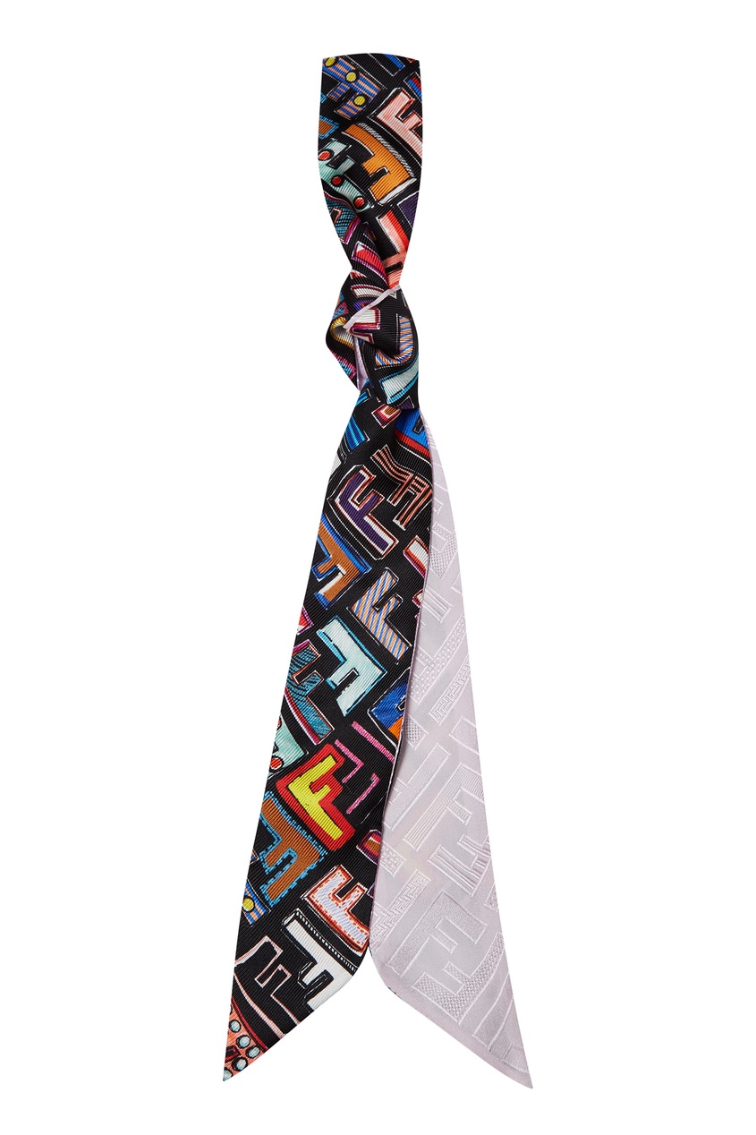 фото Черный шарф с разноцветным принтом fendi